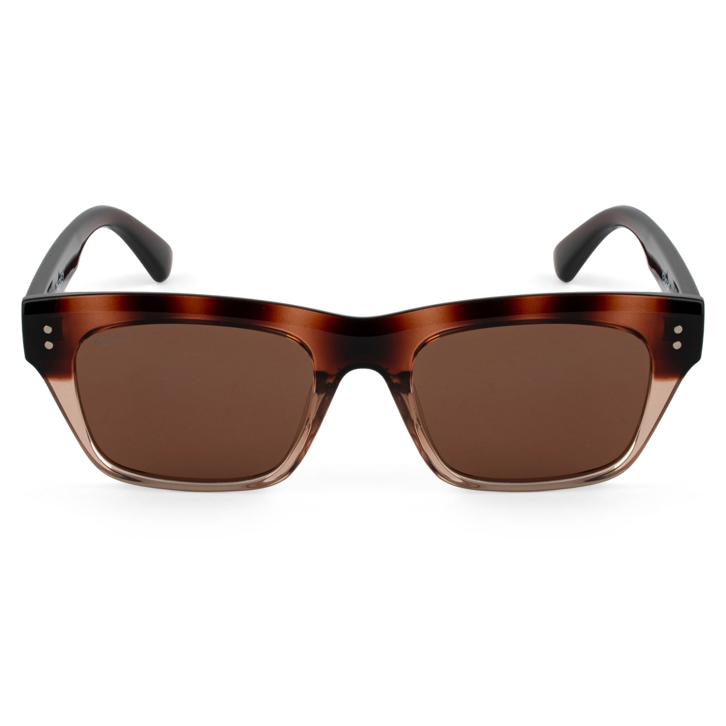 PERKEY Square-Oversized Brown UV Protected Polarized Sunglasses Men Women - PRKY002-C2
