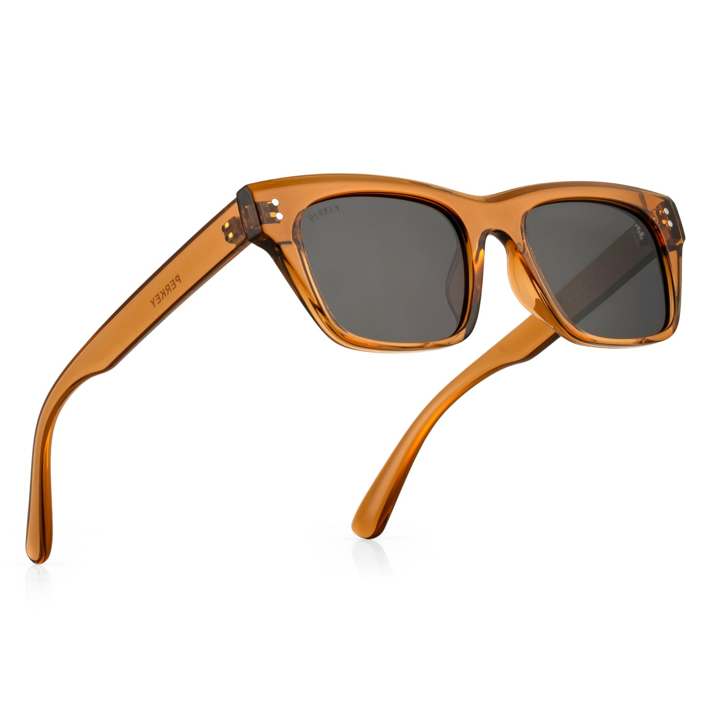 PERKEY Square-Oversized Transparent Brown Polarized For Men & Women - PRKY002-C3