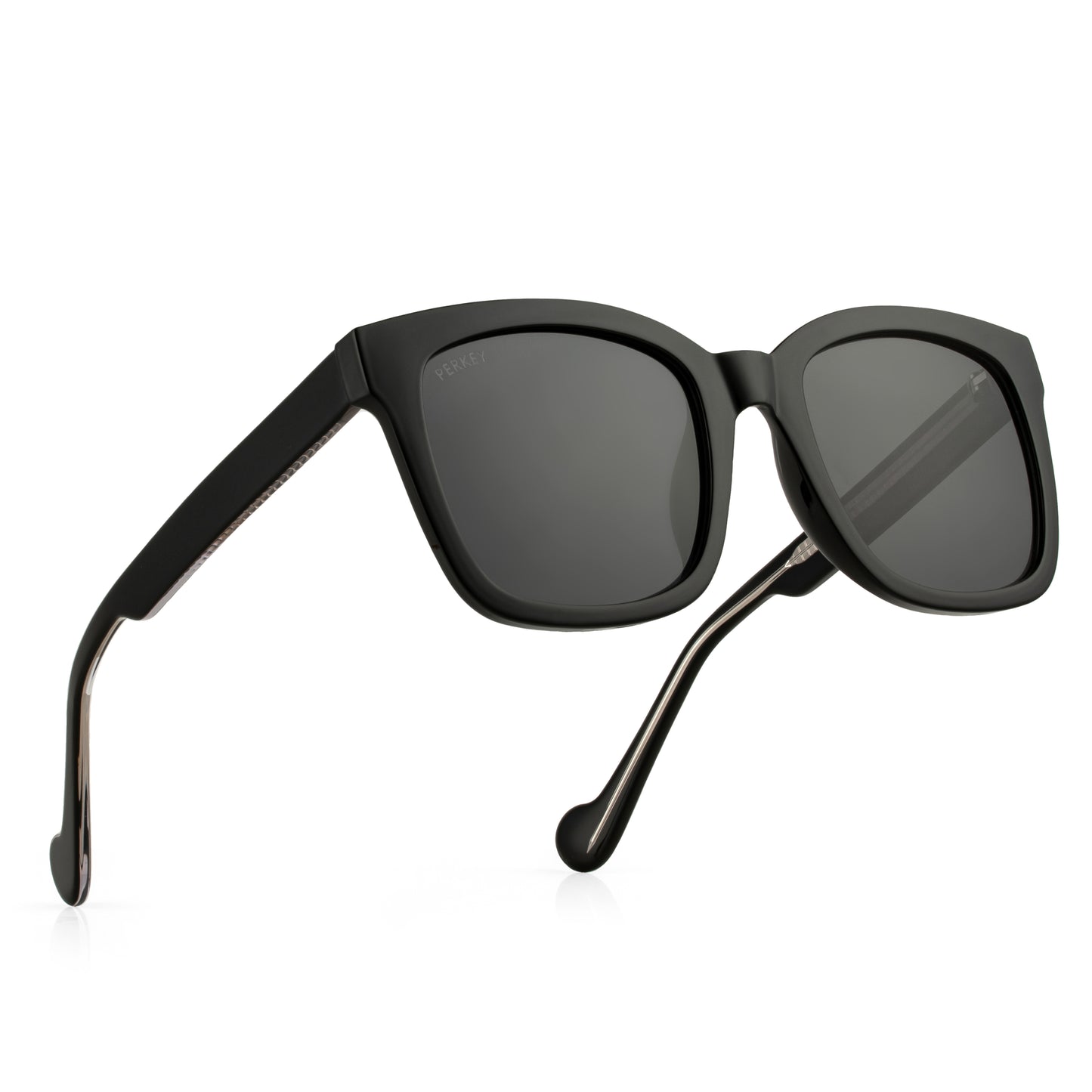 PERKEY Square-Oversized Black Polarized Cooling Sunglasses For Men & Women - PRKY003-C1