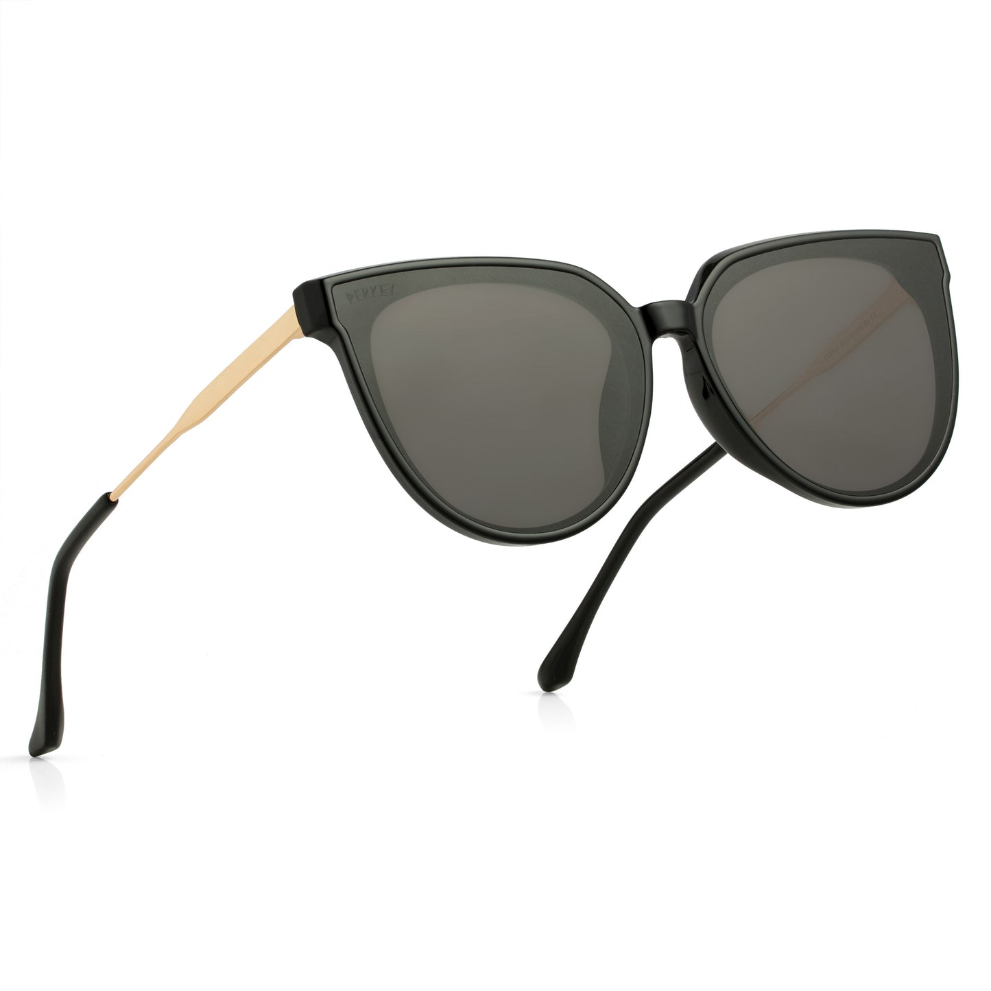 PERKEY Cat Eye-Oversized Black Gold UV Protected Sunglasses Men Women - PRKY0014-C1