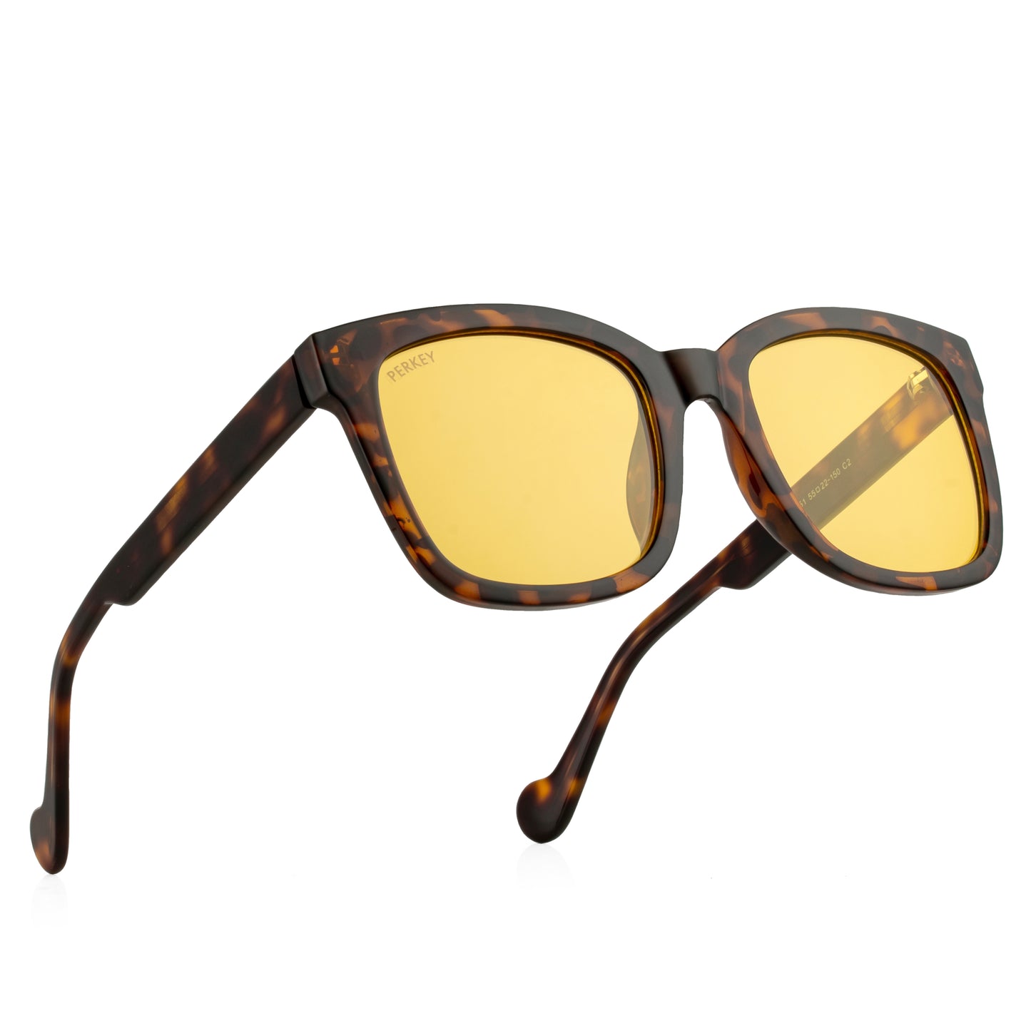 PERKEY Square-Oversized Yellow Polarized Sunglasses Men Women - PRKY003-C3