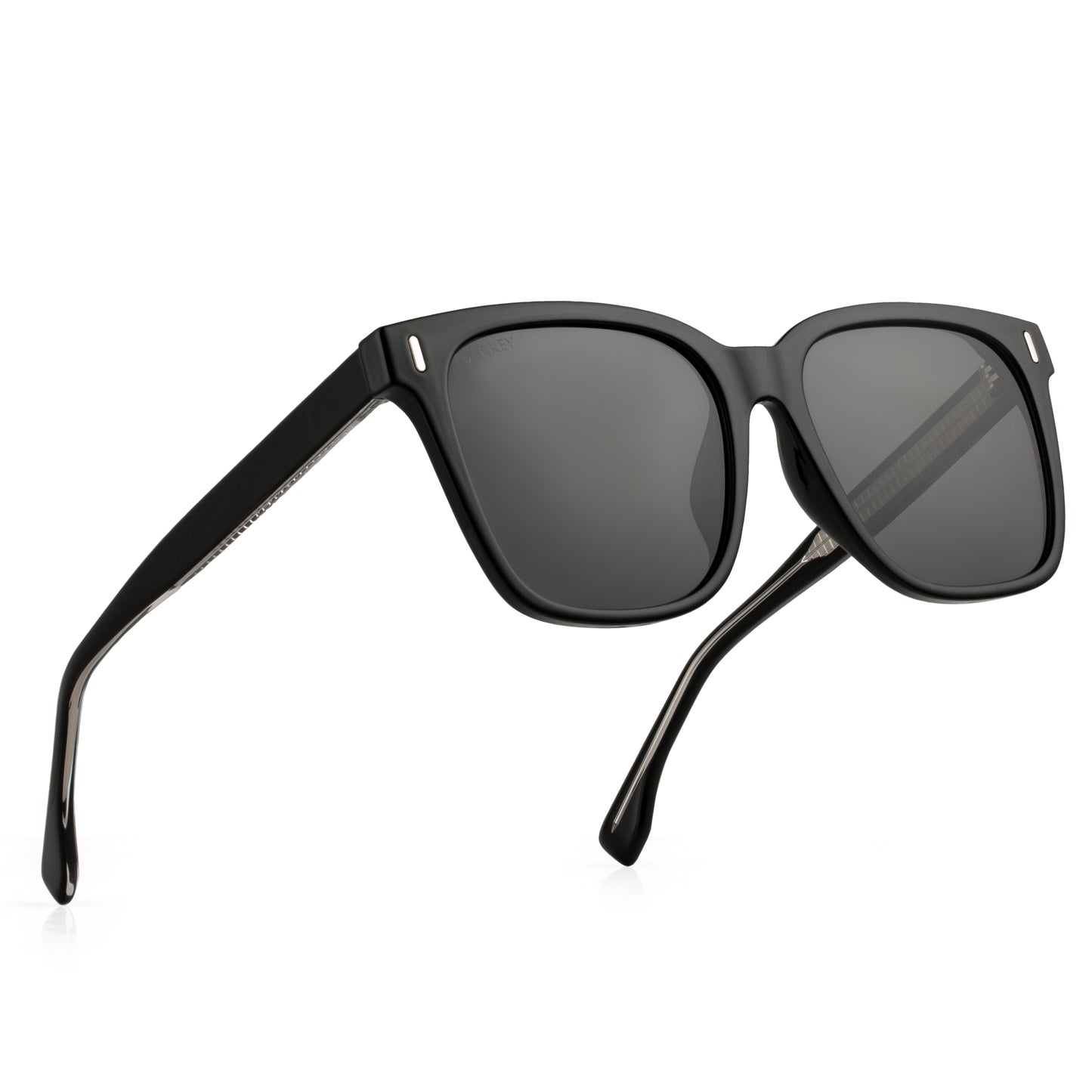PERKEY Square Black UV Protected Polarized Cooling Sunglasses Men & Women - PRKY0010-C1
