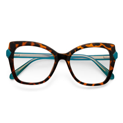PERKEY Full Rim Cat Eye-Oversized Transparent Computer Blue Cut Spectacles Frames Women - OPTL005-C2