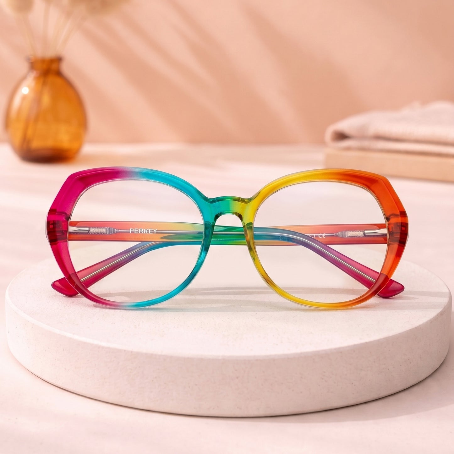PERKEY Full Rim Oval Multicolor Blue Cut Spectacles Frames Women - OPTL004-C2