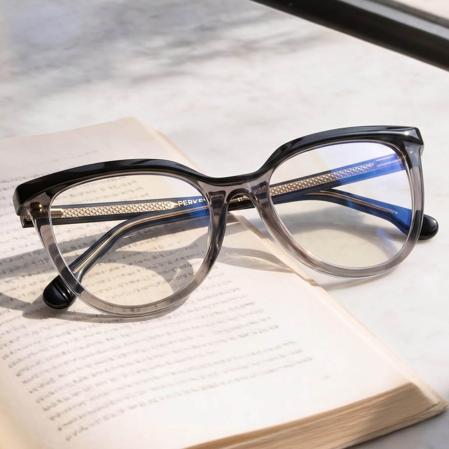 PERKEY Full Rim Oversized-Cat Eye Spectacle Frames For Women - OPTL006-C1