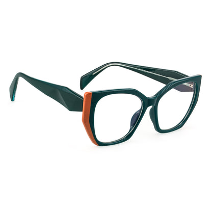 PERKEY Full Rim Cat Eye-Oversized Computer Glasses For Eye Protection Spectacles Frames Men Women - OPTL0012-C4