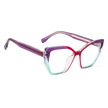 PERKEY Full Rim Square-Cat Eye Blue Light Blocking glasses Spectacles Frames Women - OPTL0011-C3