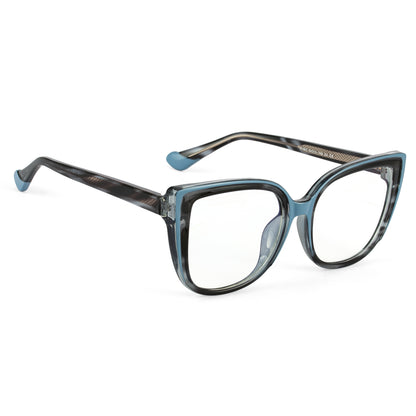 PERKEY Full Rim Square-Oversized Transparent Computer Blue Cut Spectacles Frames Women - OPTL008-C2