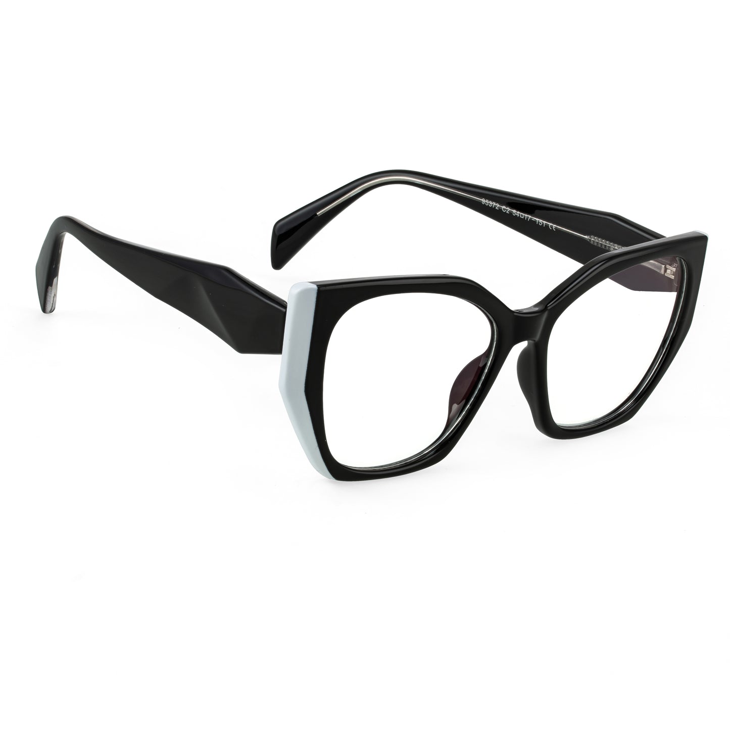 PERKEY Full Rim Cat Eye-Oversized Transparent Computer Blue Cut Spectacles Frames Men Women - OPTL0012-C2