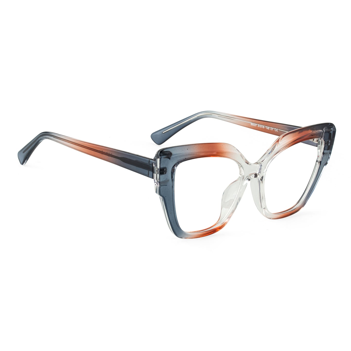 PERKEY Full Rim Cat Eye-Oversized Transparent Computer Blue Cut Eyeglasses Women - OPTL001-C2