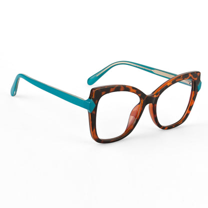 PERKEY Full Rim Cat Eye-Oversized Transparent Computer Blue Cut Spectacles Frames Women - OPTL005-C2