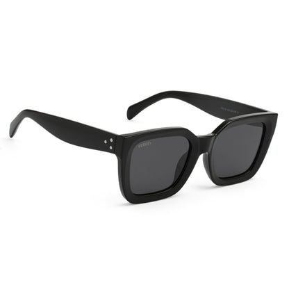 PERKEY Square-Oversized Black UV Protected Polarized Sunglasses Men Women - PRKY005-C1