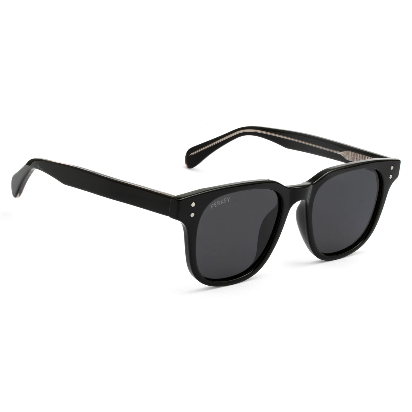 PERKEY Square Black UV Protected Polarized Cooling Sunglasses Men Women - PRKY0012-C1