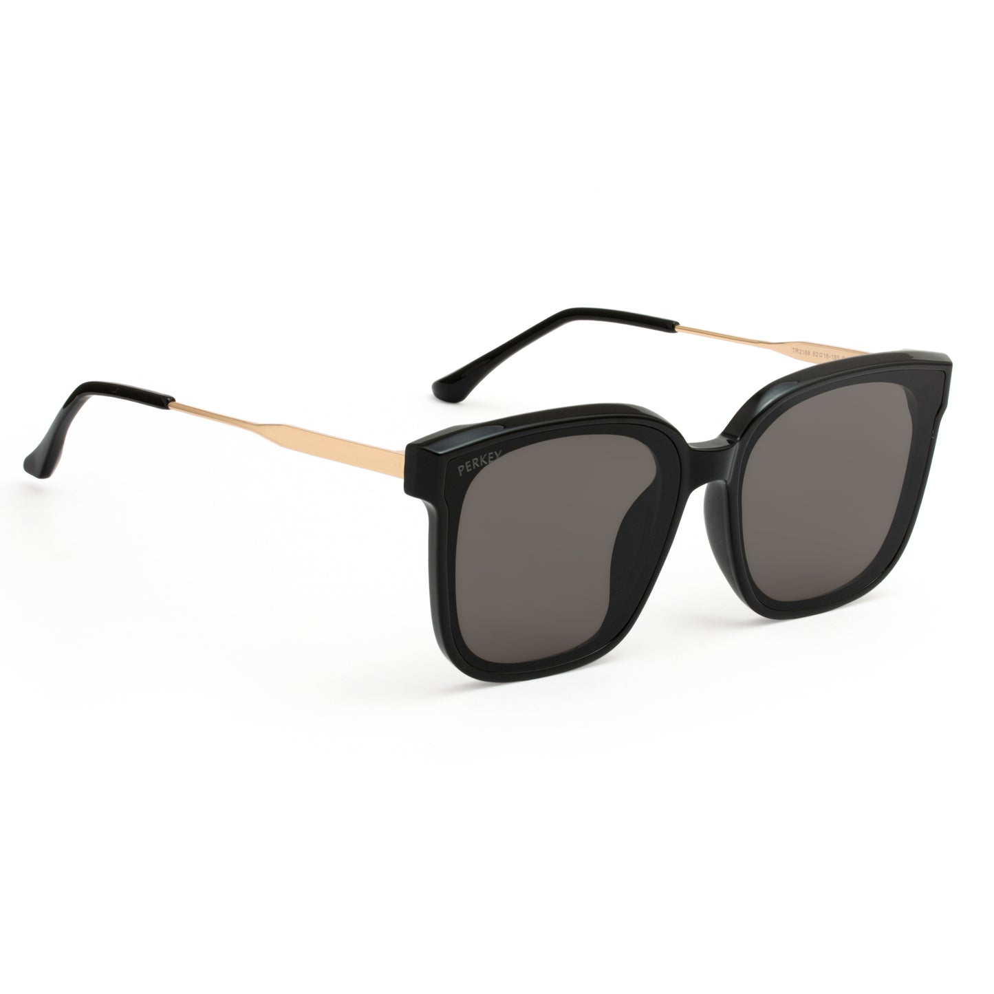 PERKEY Square-Oversized Black UV Protected Sunglasses Men Women - PRKY0013-C1