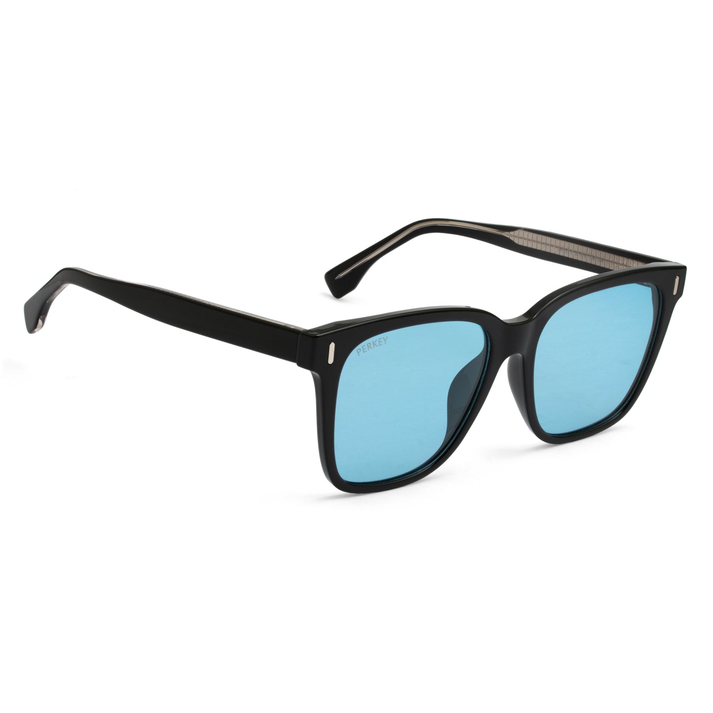 PERKEY Square Transparent Blue UV Protected Polarized Chasma Shades Men Women - PRKY0010-C2