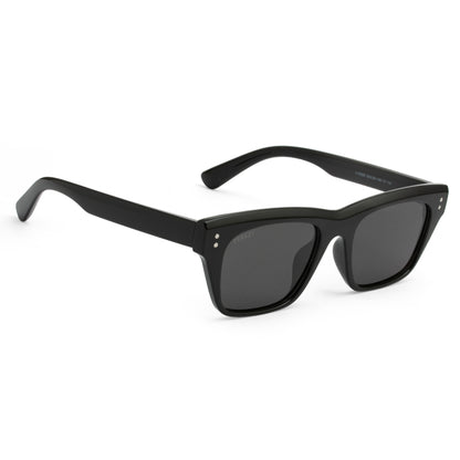 PERKEY Square-Oversized Black UV Protected Polarized Sunglasses Men Women - PRKY002-C1