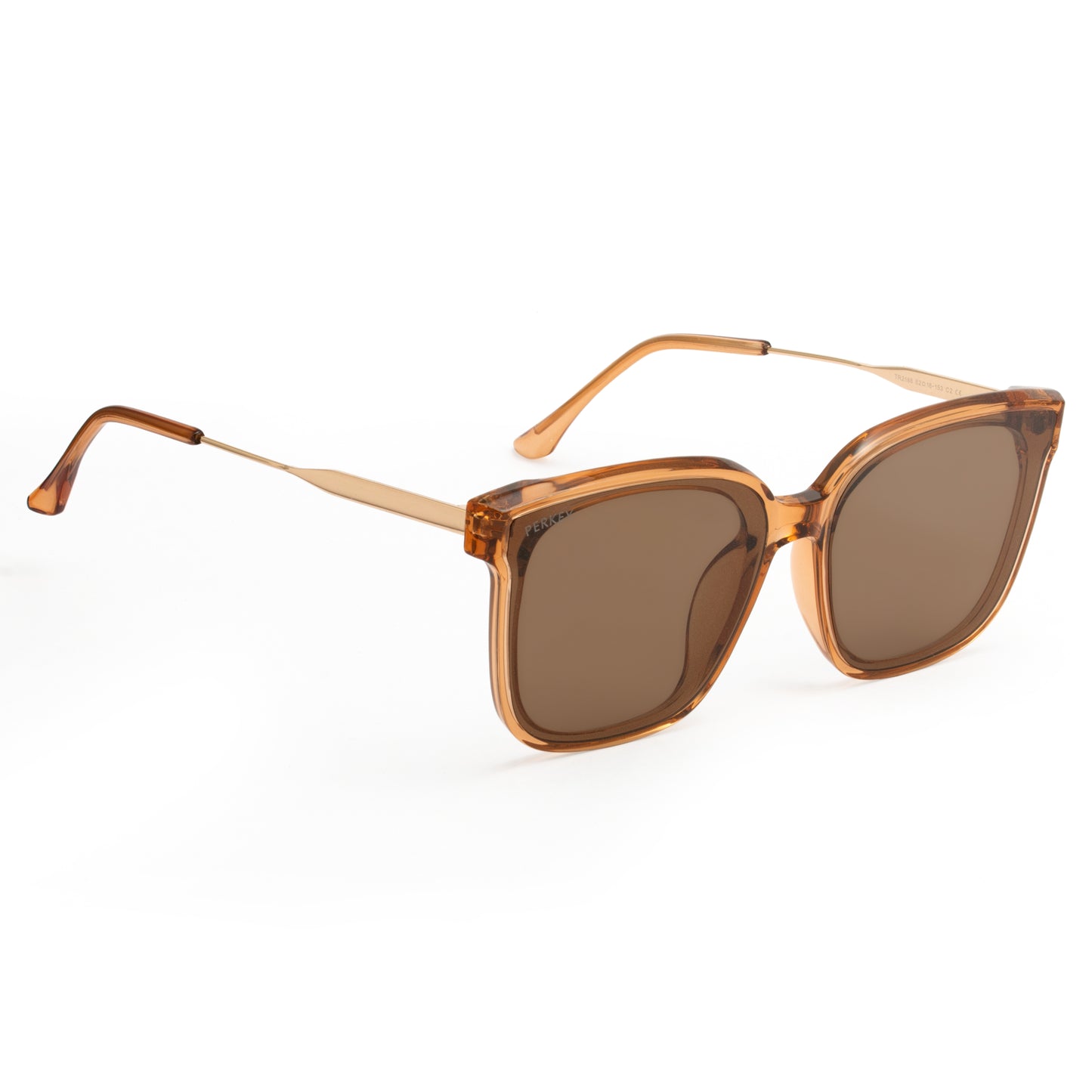 PERKEY Square-Oversized Brown UV Protected Stylish Sunglasses Men Women - PRKY0013-C4