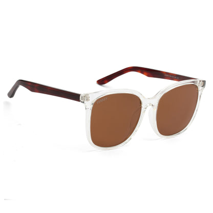 PERKEY Square Brown UV Protected Polarized Sunglasses Men Women - PRKY008-C2