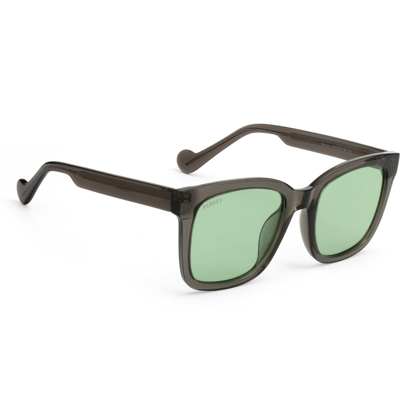 PERKEY Square-Oversized Green UV Protected Polarized Sunglasses Men Women - PRKY003-C2