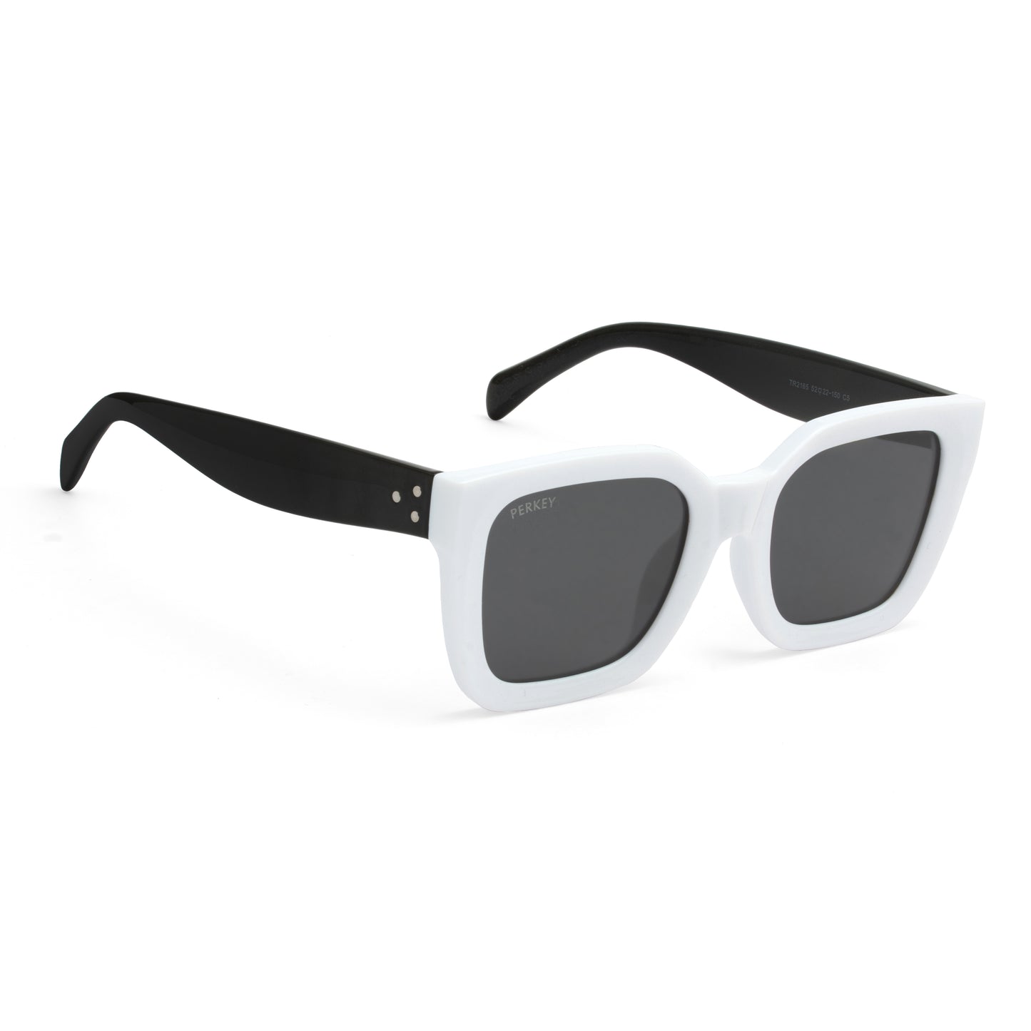 PERKEY Square-Oversized Black UV Protected Polarized Cooling Sunglasses Men Women - PRKY005-C5