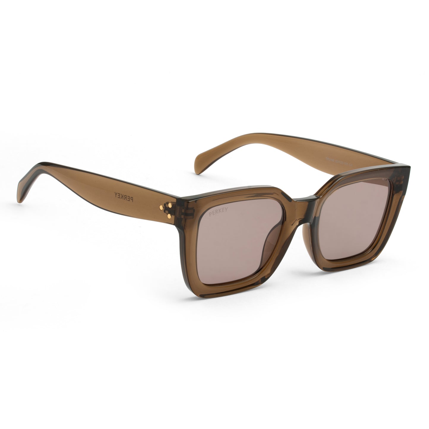 PERKEY Square-Oversized Brown UV Protected Polarized Chasma Shades Men Women - PRKY005-C4