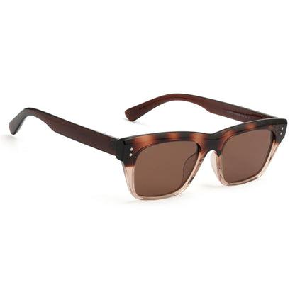 PERKEY Square-Oversized Brown UV Protected Polarized Sunglasses Men Women - PRKY002-C2