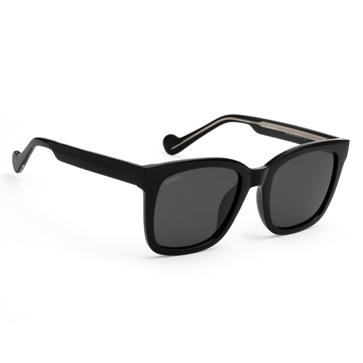 PERKEY Square-Oversized Black UV Protected Polarized Cooling Sunglasses Men Women - PRKY003-C1