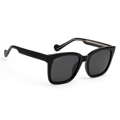 PERKEY Square-Oversized Black UV Protected Polarized Cooling Sunglasses Men Women - PRKY003-C1