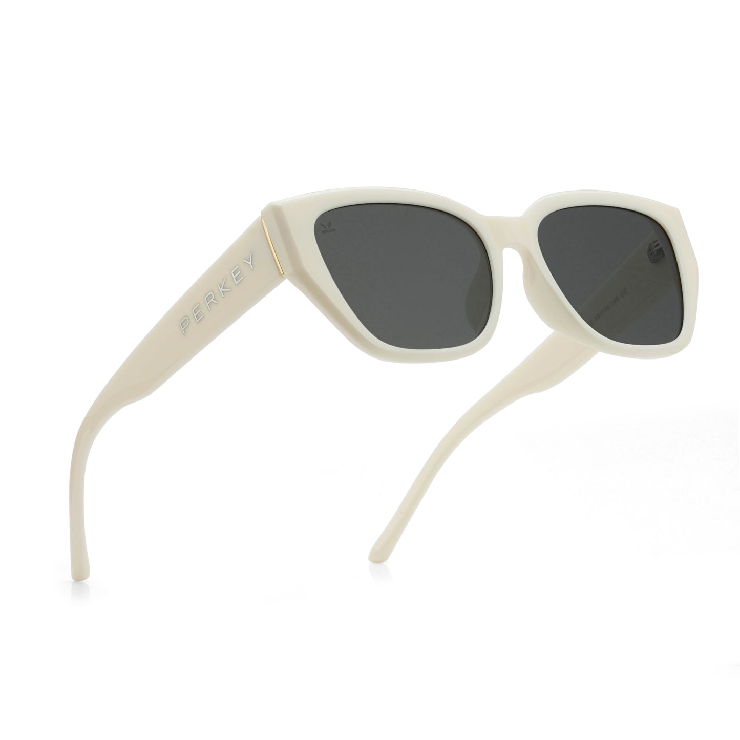 PERKEY UV Protection Retro Square White Sunglasses for Men & Women with Black Lens – PRKY0023-C3