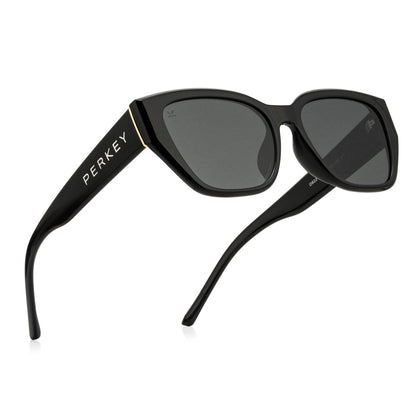 PERKEY UV Protection Retro Square Full Rim Black Sunglasses for Men & Women – PRKY0023-C1