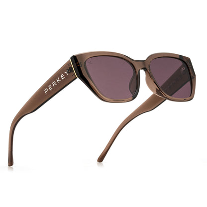 PERKEY UV Protection Retro Square Brown Sunglasses for Men & Women – PRKY0023-C2