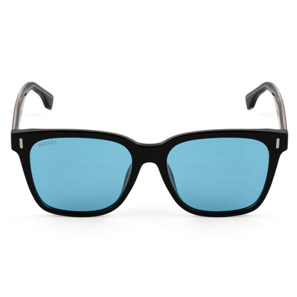 PERKEY Square Transparent Blue UV Protected Polarized Chasma Shades Men Women - PRKY0010-C2