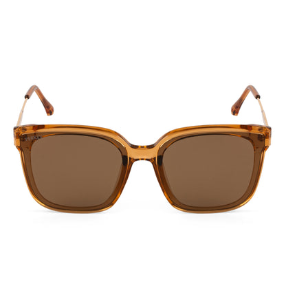 PERKEY Square-Oversized Brown UV Protected Stylish Sunglasses Men Women - PRKY0013-C4