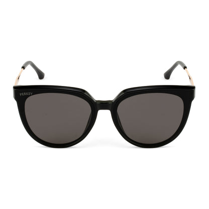 PERKEY Cat Eye-Oversized Black UV Protected Sunglasses Men Women - PRKY0014-C1