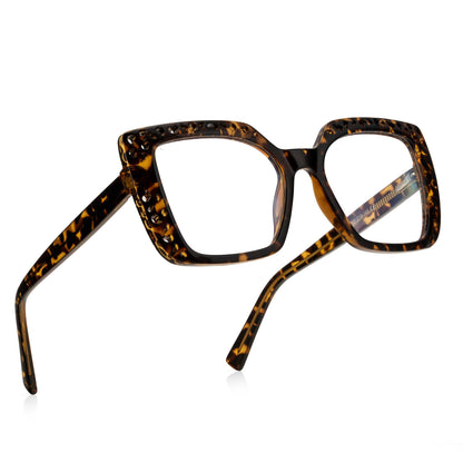 PERKEY Square Full Rim Blue Cut Light Glasses for Women - OPTL0020-C2