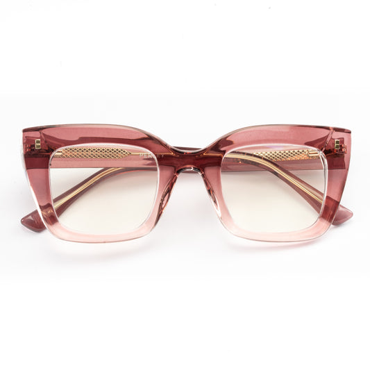 PERKEY Full Rim Retro Square Blue Light Cut & Antiglare Computer Eyeglasses For Women | Bold Style | - OPTL0016-C3