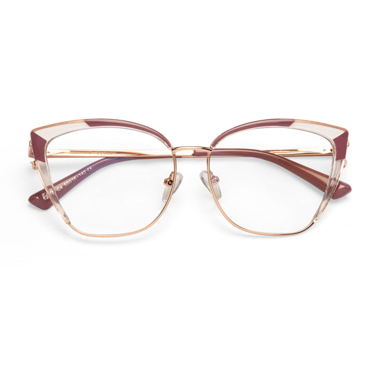 PERKEY Full Rim Cat Eye Blue Light Cut & Antiglare Computer Eyeglasses For Women | Stylish | - OPTL0018-C4