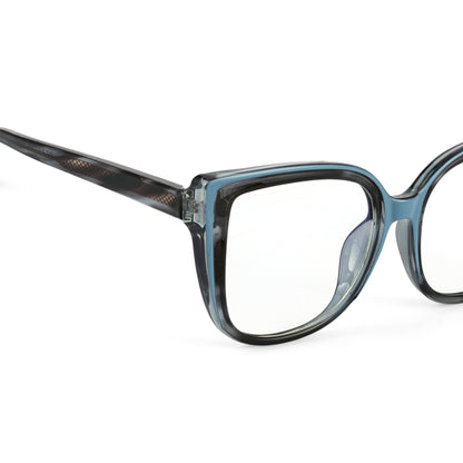 PERKEY Full Rim Square-Oversized Transparent Computer Blue Cut Spectacles Frames Women - OPTL008-C2