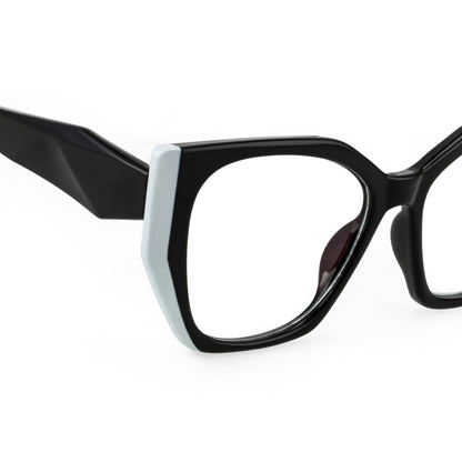 PERKEY Full Rim Cat Eye-Oversized Computer Glasses For Eye Protection Spectacles Frames Men Women - OPTL0012-C1