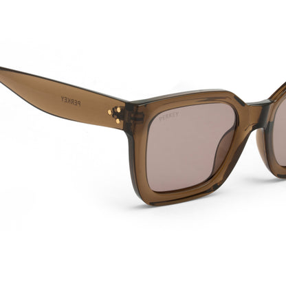 PERKEY Square-Oversized Brown UV Protected Polarized Chasma Shades Men Women - PRKY005-C4