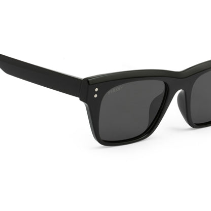 PERKEY Square-Oversized Black UV Protected Polarized Sunglasses Men Women - PRKY002-C1