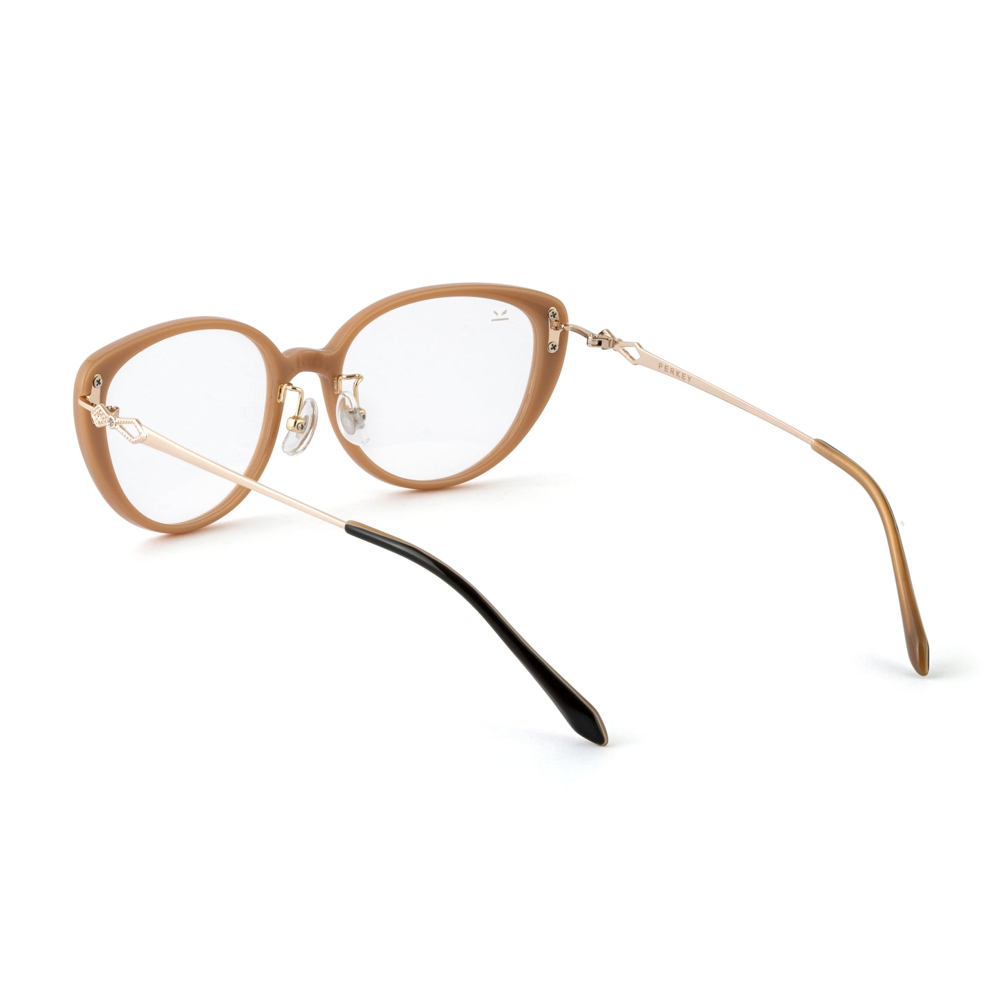 PERKEY Full Rim Cat Eye Gold Brown Spectacle Frame For Women - OPTL0026-C2