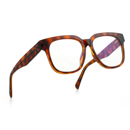 PERKEY Full Rim Square-Oversized Transparent Computer Blue Cut Spectacles Frames Men Women - OPTL003-C2