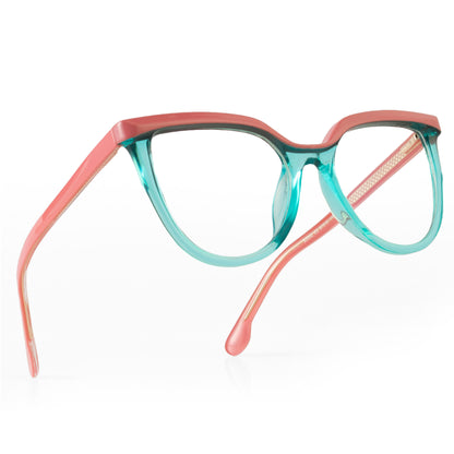 PERKEY Full Rim Oversized-Cat Eye Blue Light Blocking glasses Spectacles Frames Women - OPTL006-C3