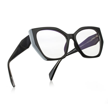 PERKEY Full Rim Cat Eye-Oversized Transparent Computer Blue Cut Spectacles Frames Men Women - OPTL0012-C2