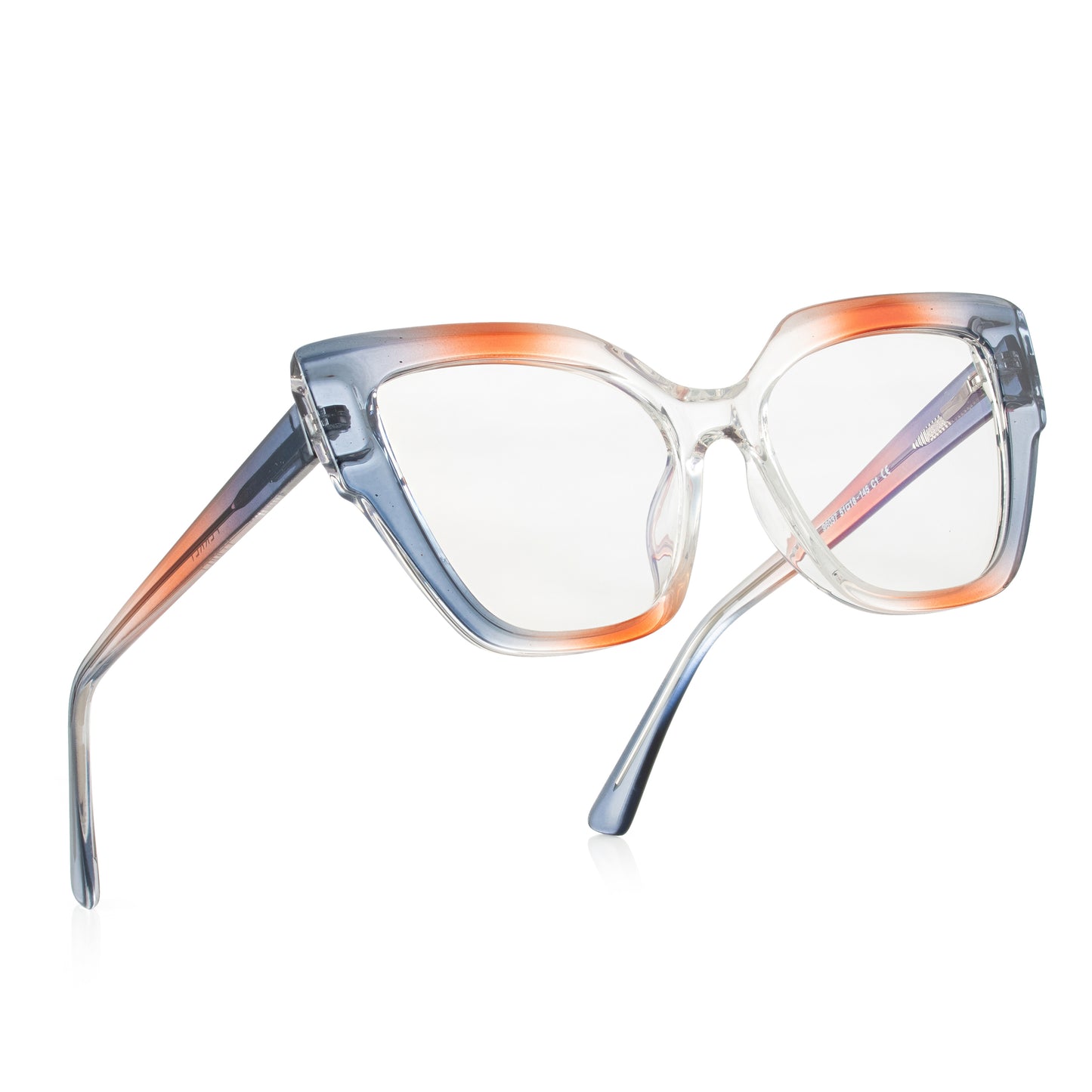 PERKEY Full Rim Cat Eye-Oversized Transparent Computer Blue Cut Eyeglasses Women - OPTL001-C2