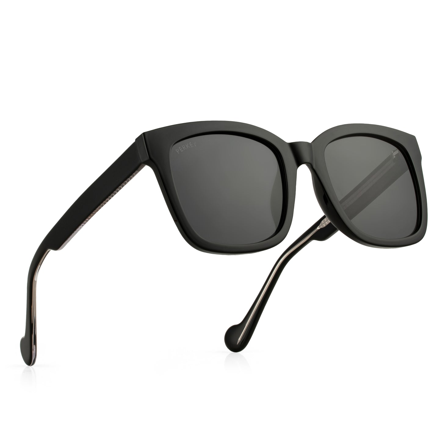 PERKEY Square-Oversized Black UV Protected Polarized Cooling Sunglasses Men Women - PRKY003-C1