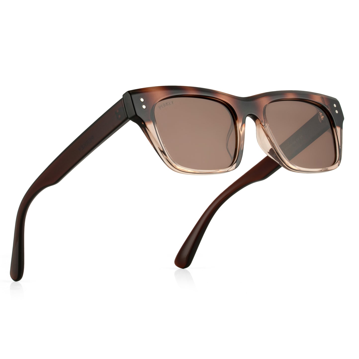 PERKEY Square-Oversized Brown UV Protected Polarized Sunglasses Men Women - PRKY002-C2