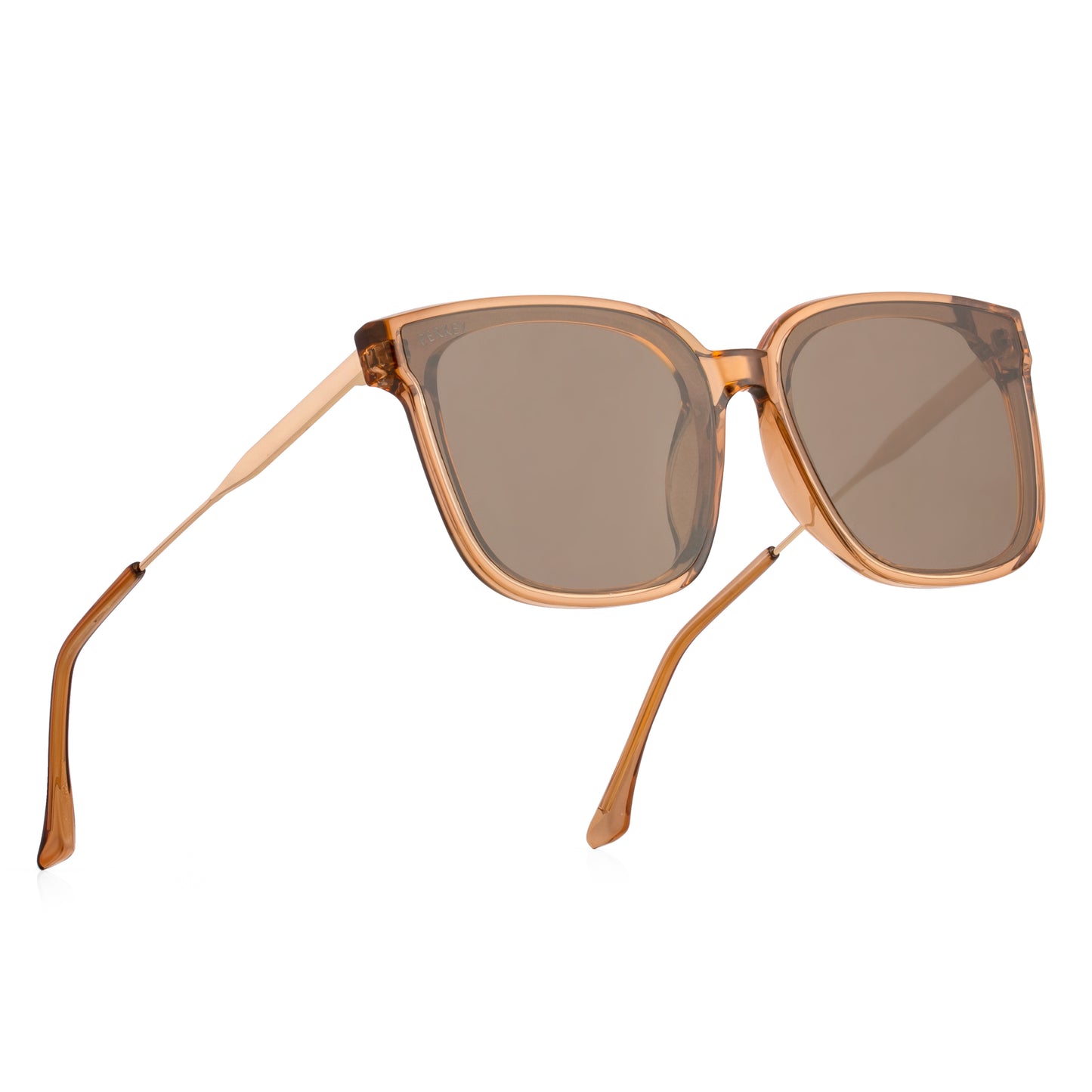 PERKEY Square-Oversized Brown UV Protected Stylish Sunglasses Men Women - PRKY0013-C4