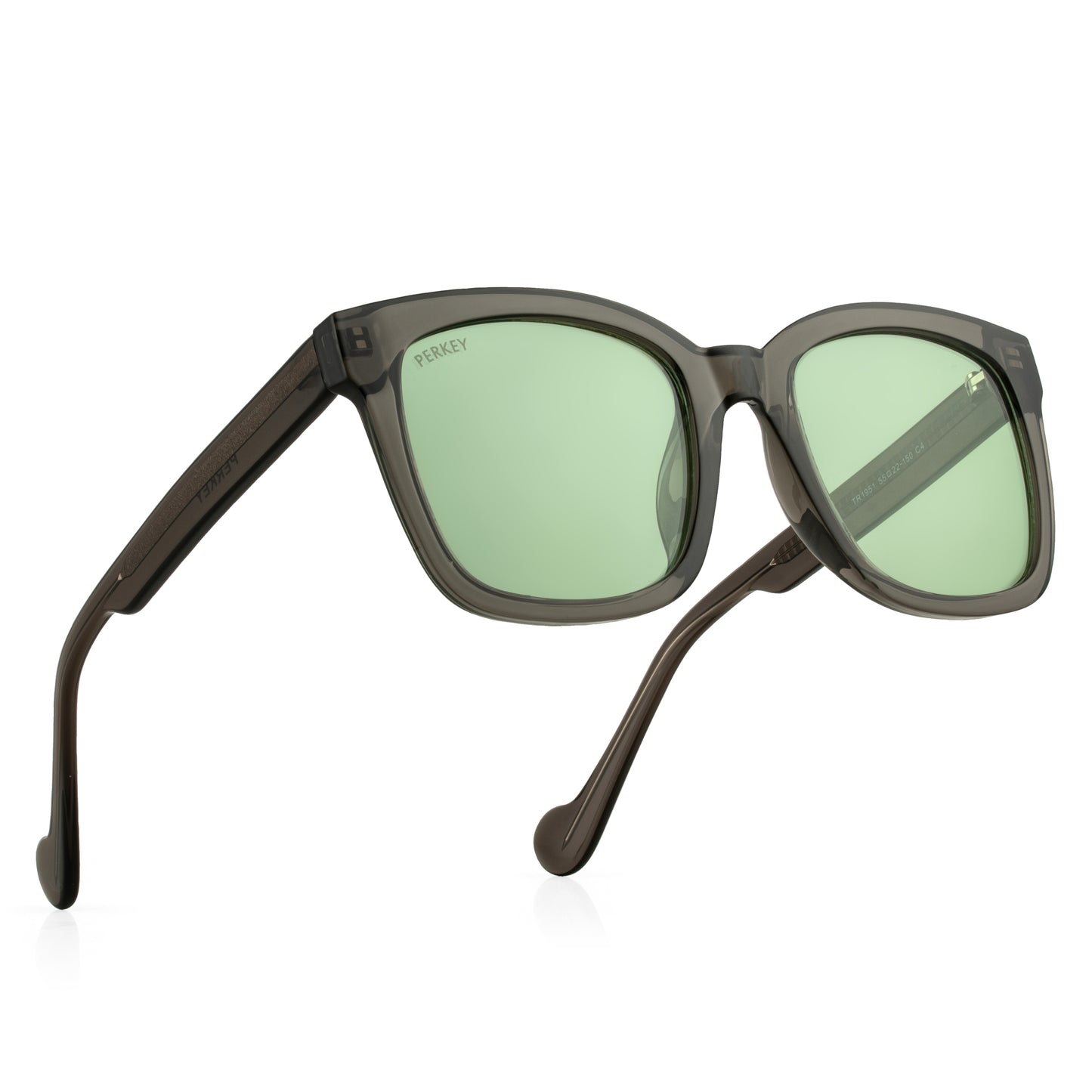 PERKEY Square-Oversized Green UV Protected Polarized Sunglasses Men Women - PRKY003-C2